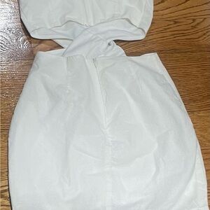 Blue Blush White Strapless Dress